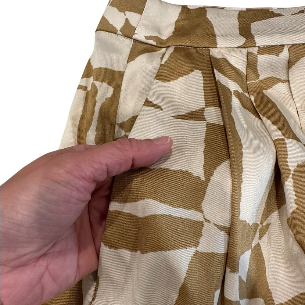 Parker Tan and Cream Wide-Leg Jumpsuit with Cinched Waist Size 8