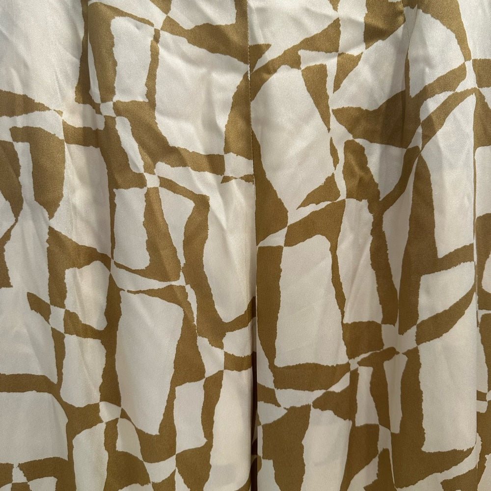 Parker Tan and Cream Wide-Leg Jumpsuit with Cinched Waist Size 8