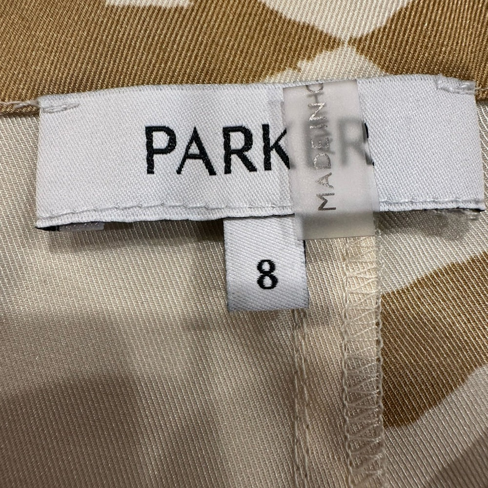 Parker Tan and Cream Wide-Leg Jumpsuit with Cinched Waist Size 8