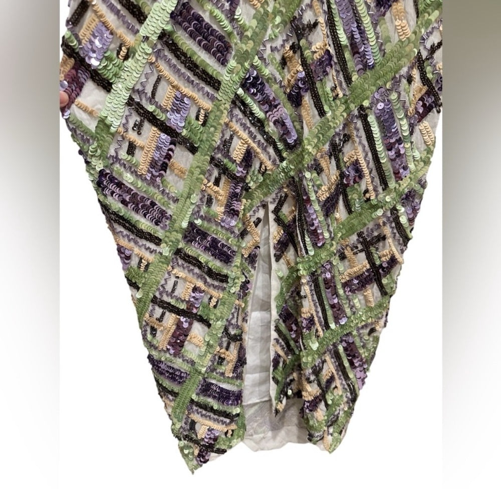 $995 Veronica Beard Cherie Women's Sequin Halter Midi Party Dress Multi Size 2