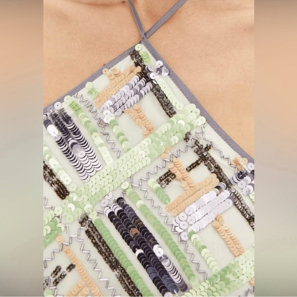 $995 Veronica Beard Cherie Women's Sequin Halter Midi Party Dress Multi Size 2