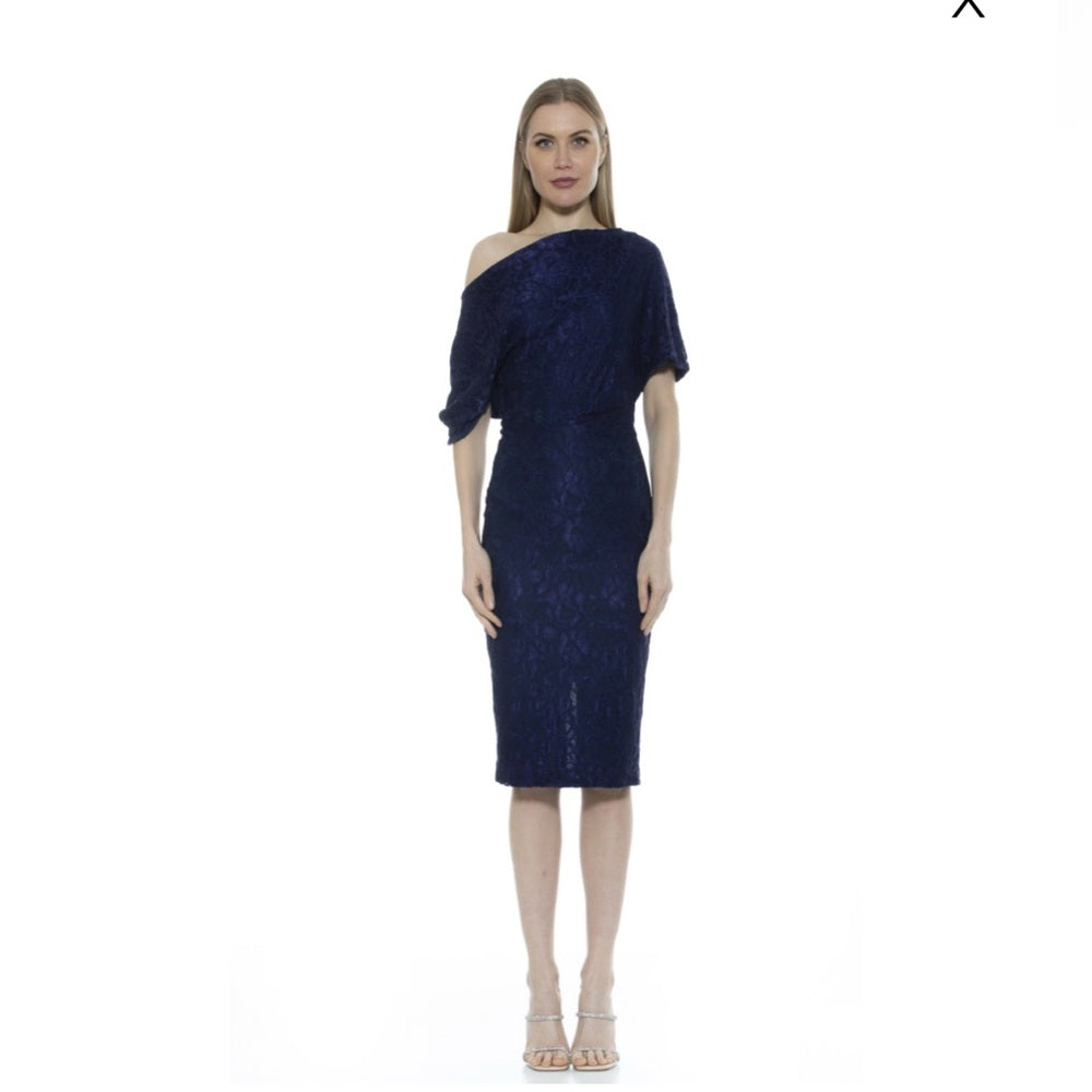 Alexia Admor Blue Cocktail Dress with Dolman Sleeves Size S