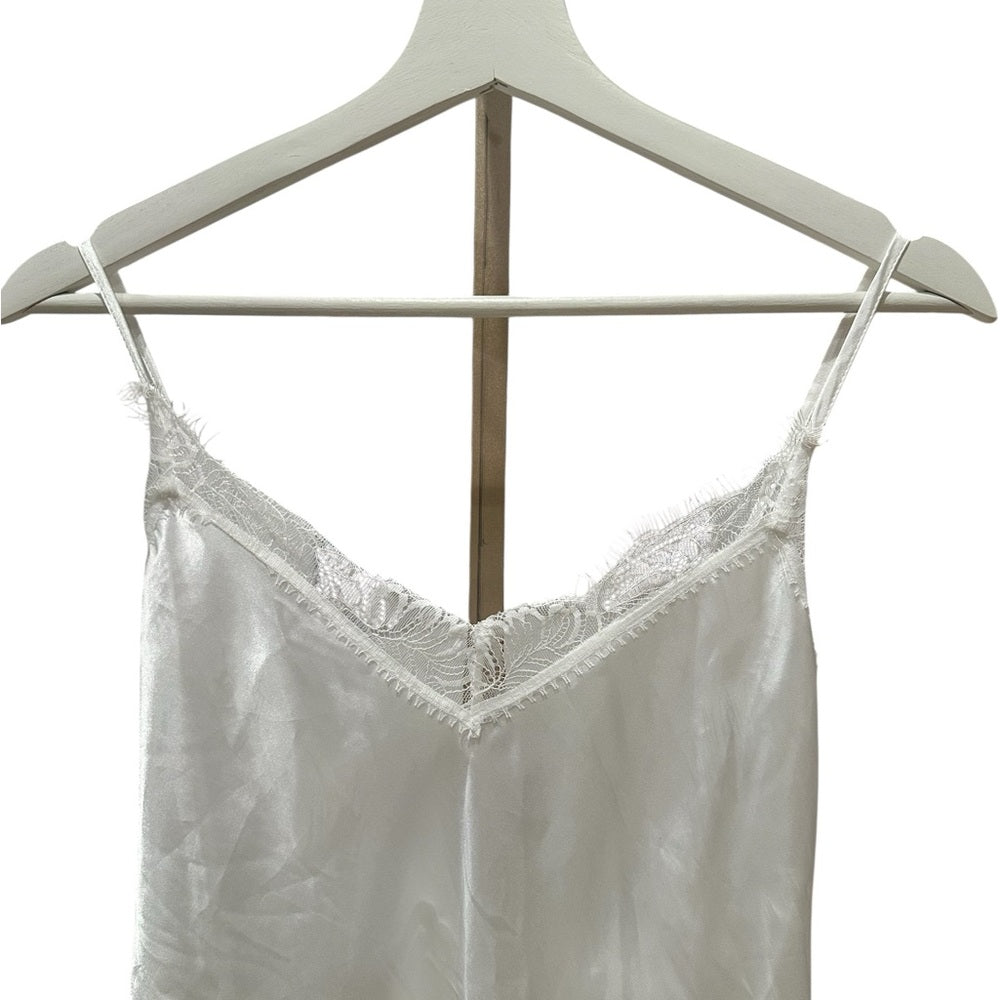 In Bloom by Joaquin Off White Satin Chemise with Lace Trim Size XL