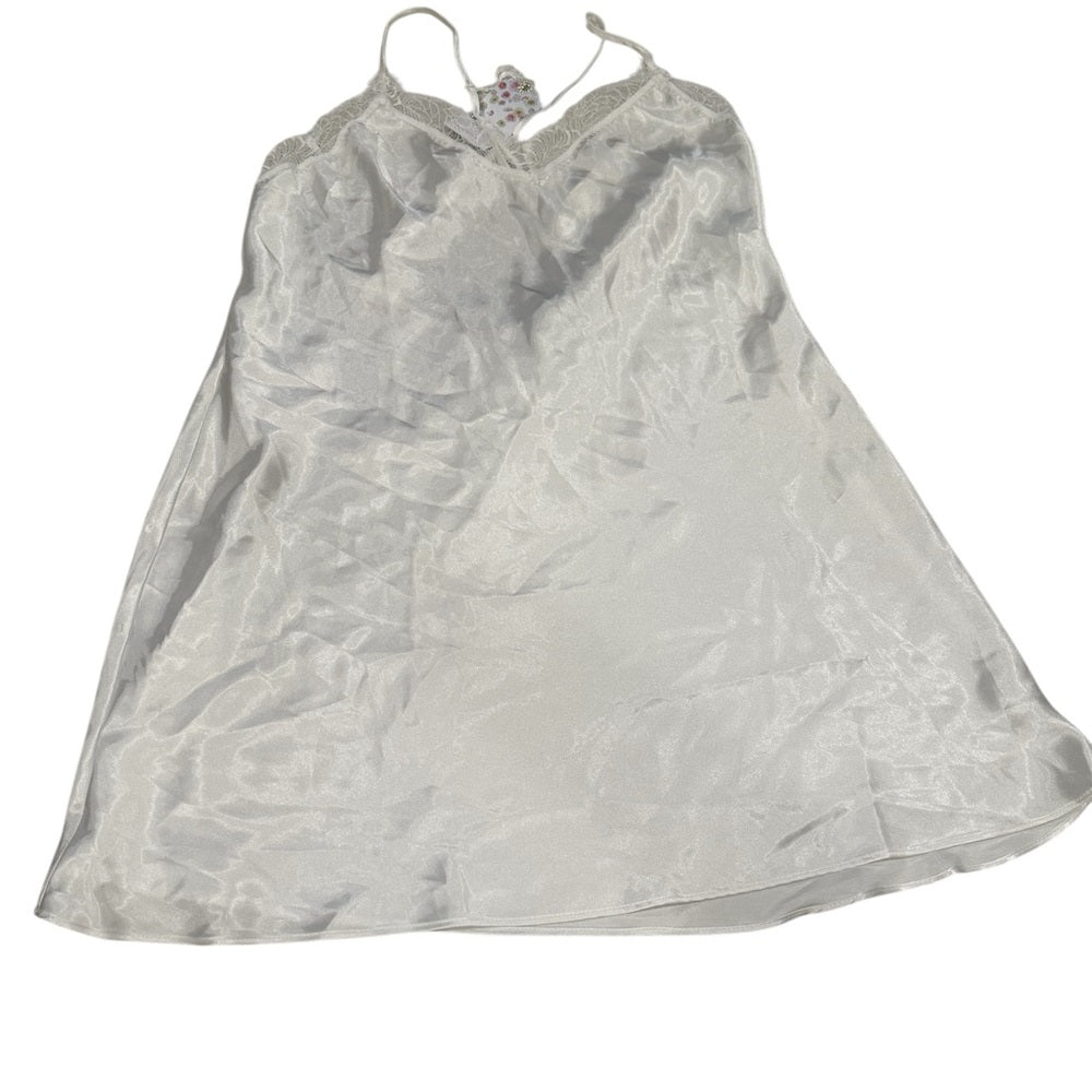 In Bloom by Joaquin Off White Satin Chemise with Lace Trim Size XL