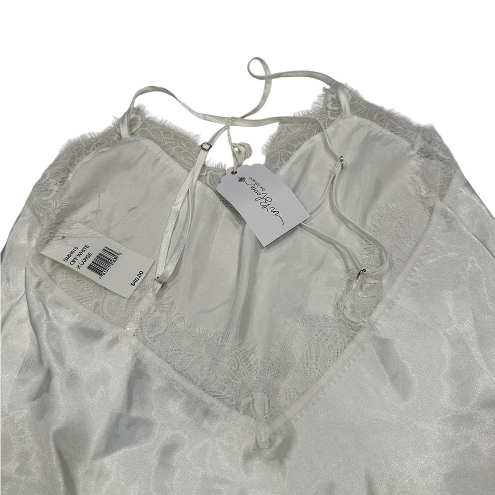 In Bloom by Joaquin Off White Satin Chemise with Lace Trim Size XL