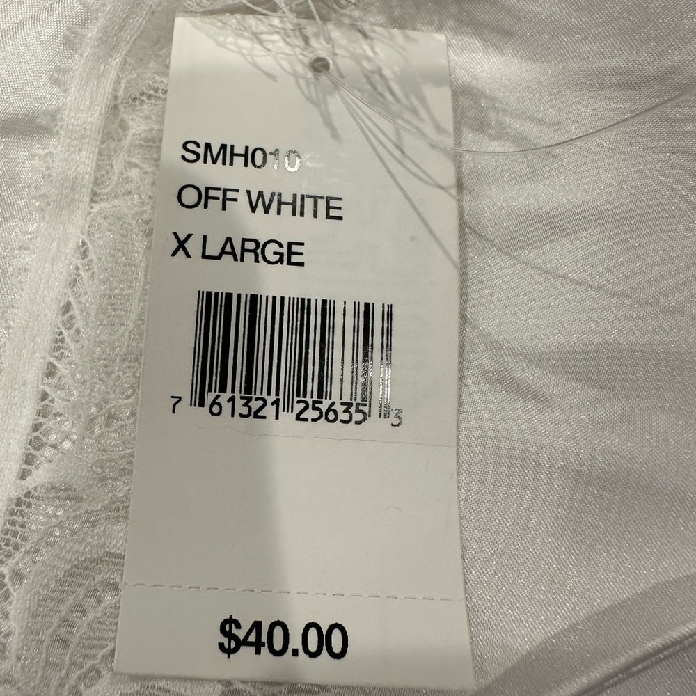In Bloom by Joaquin Off White Satin Chemise with Lace Trim Size XL
