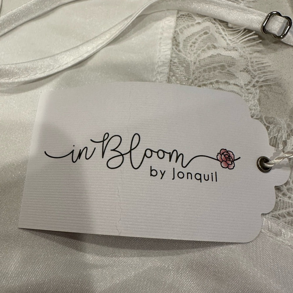 In Bloom by Joaquin Off White Satin Chemise with Lace Trim Size XL