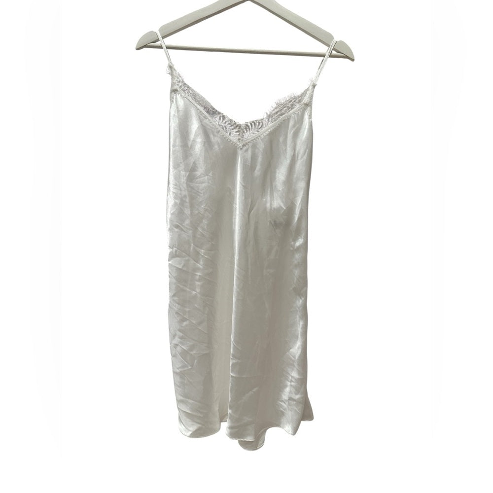 In Bloom by Joaquin Off White Satin Chemise with Lace Trim Size XL