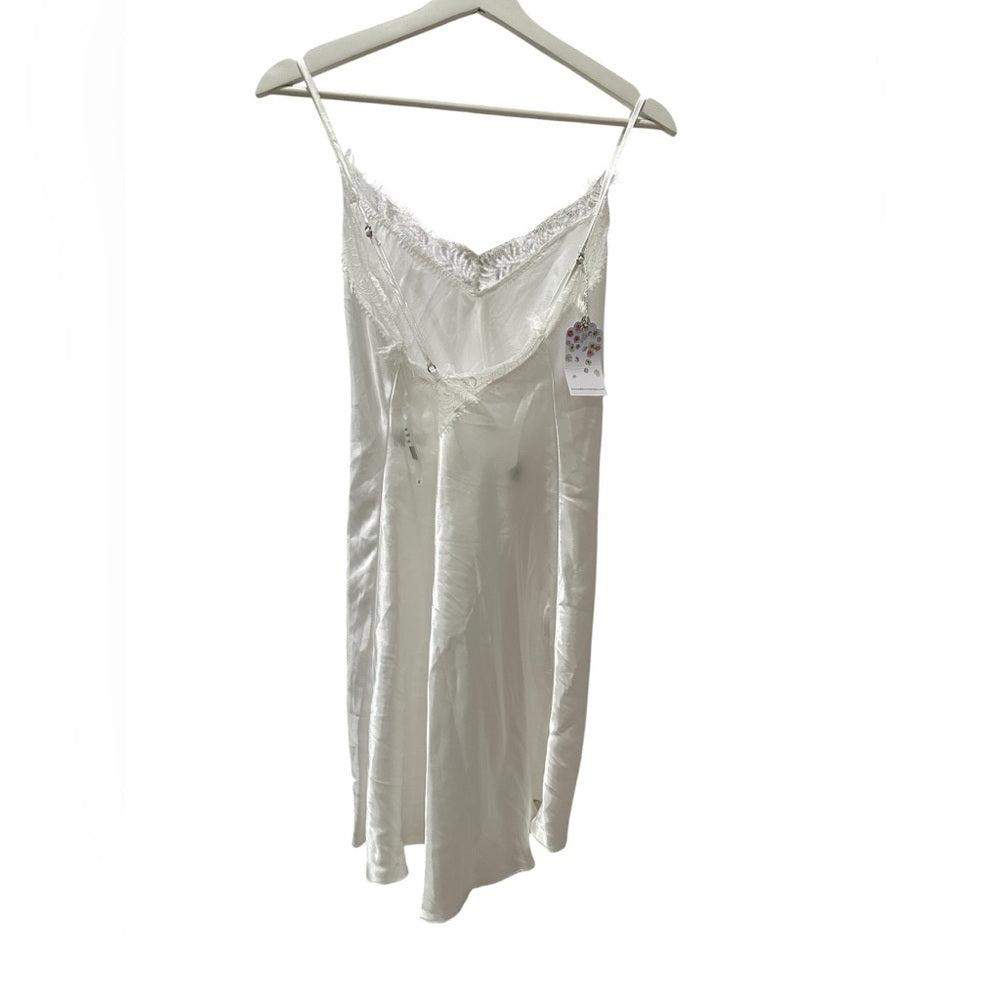 In Bloom by Joaquin Off White Satin Chemise with Lace Trim Size XL