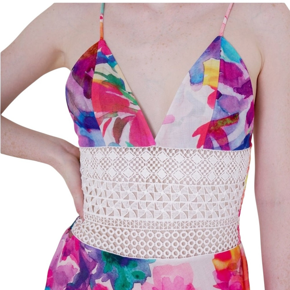 HT Collective Floral Multicolor Maxi Dress Size L