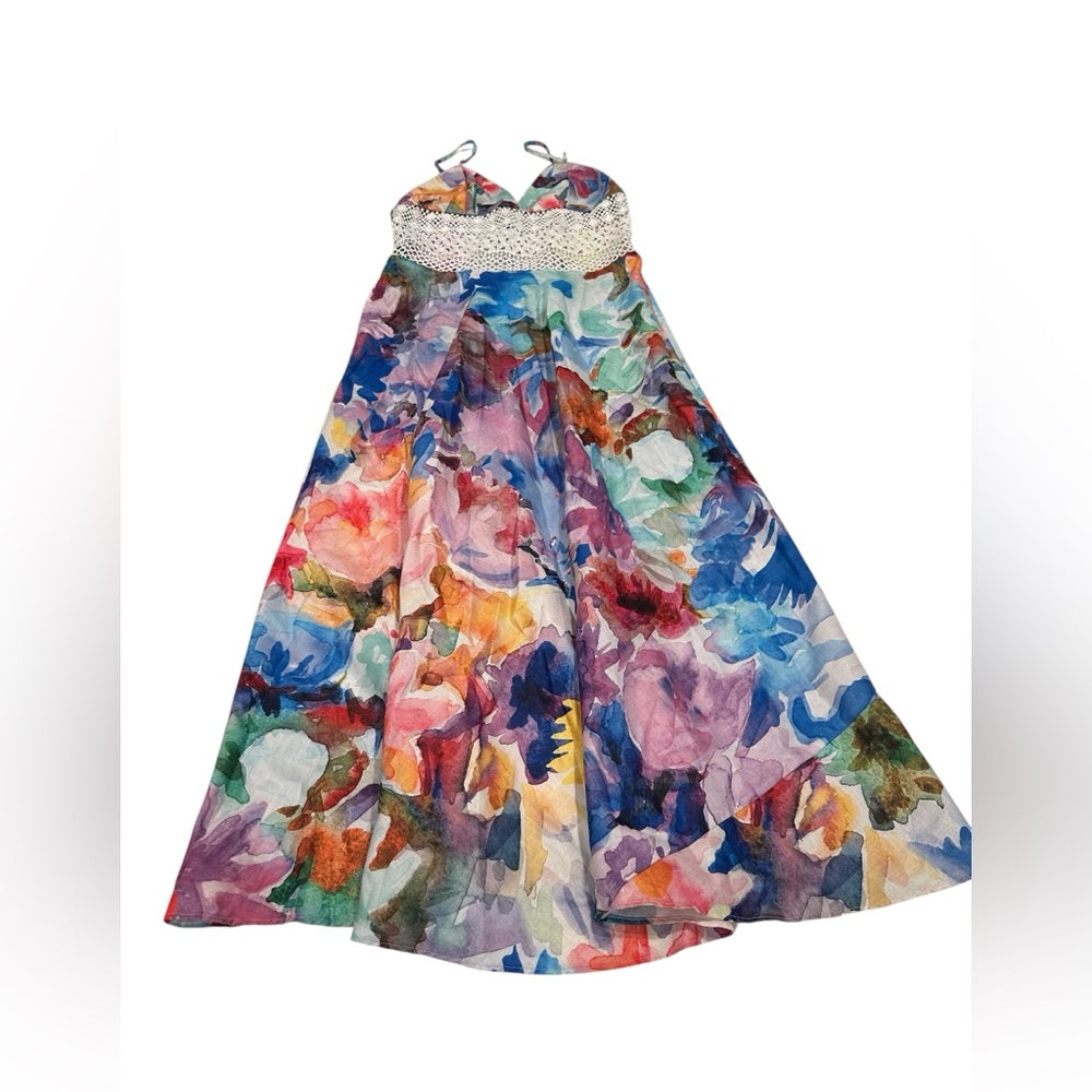 HT Collective Floral Multicolor Maxi Dress Size L