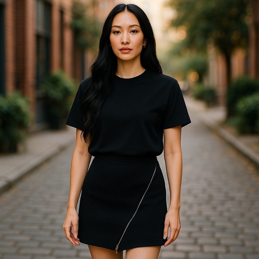 Etcetera Mini Pencil Skirt Asymmetrical Brown Black Cocktail Size XS