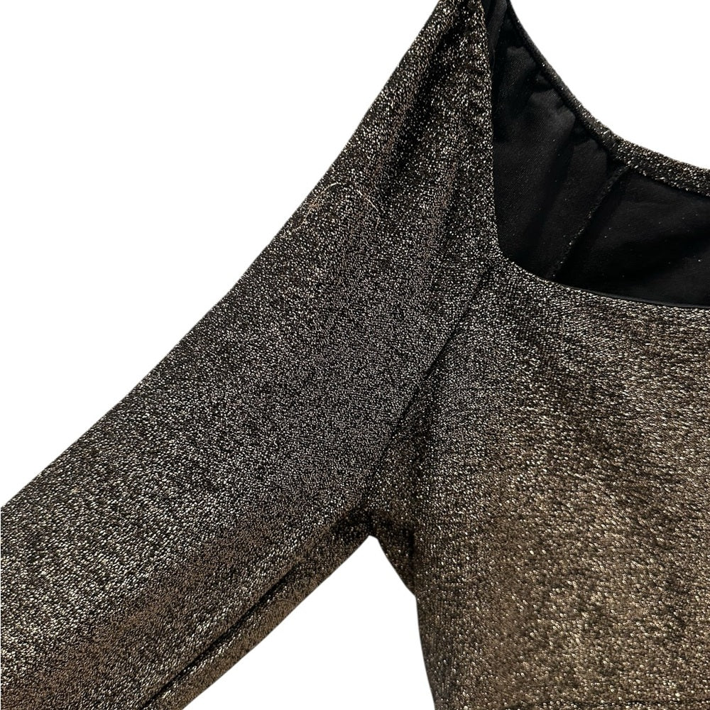 All in Favor Metallic Sheath Long Sleeve Dress Size M