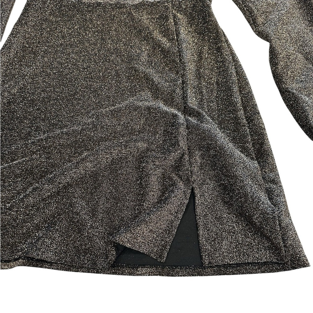 All in Favor Metallic Sheath Long Sleeve Dress Size M