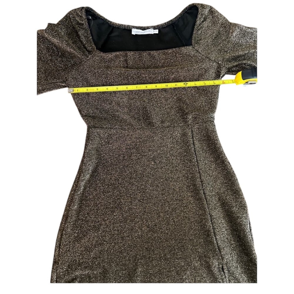 All in Favor Metallic Sheath Long Sleeve Dress Size M