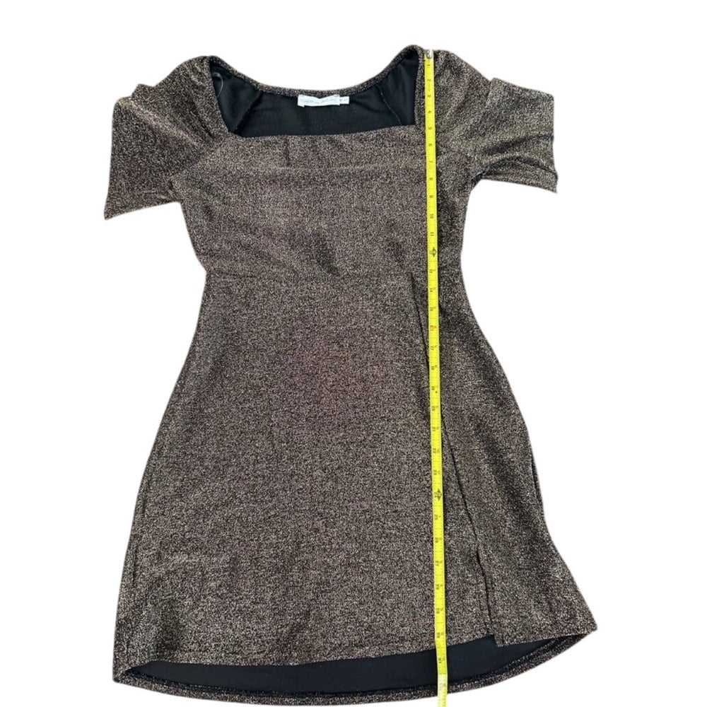 All in Favor Metallic Sheath Long Sleeve Dress Size M