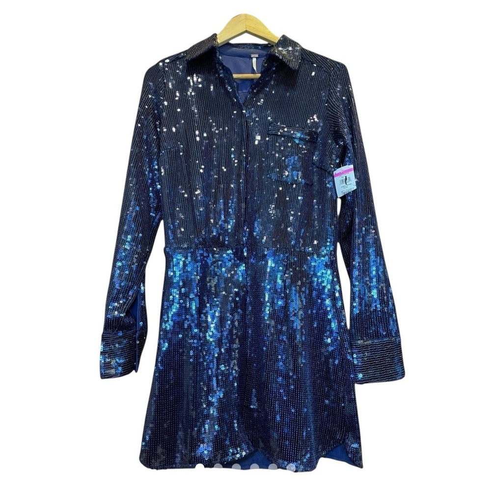 Free People Sophie Sequin Long-sleeve Shirt Dress Size XS