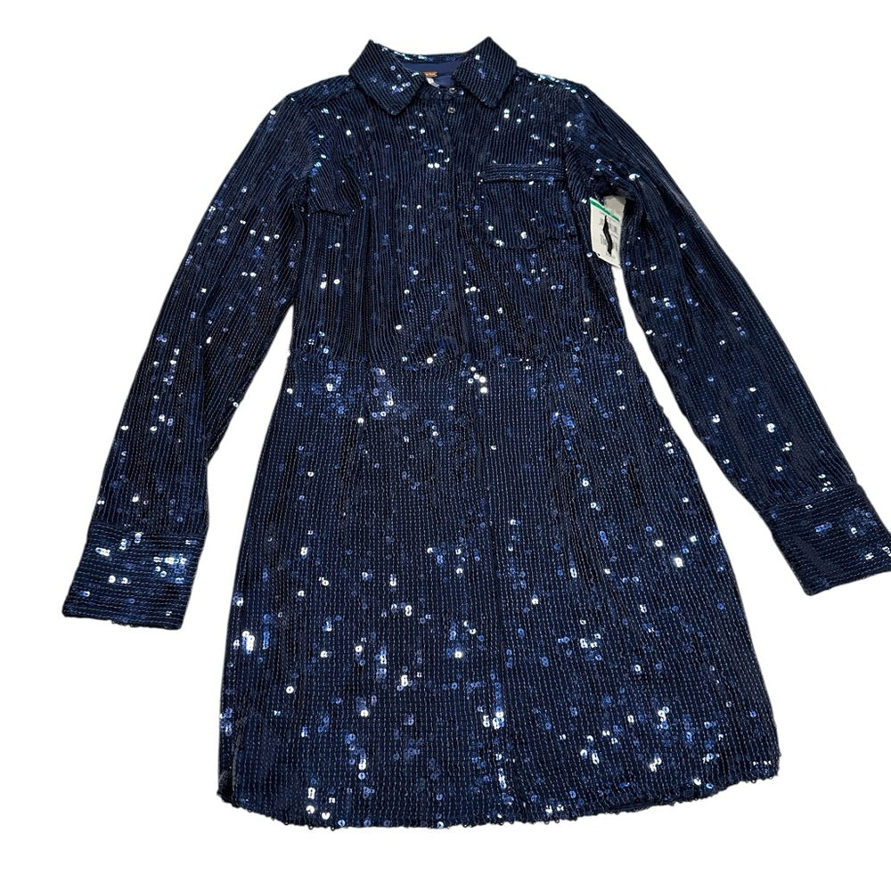 Free People Sophie Sequin Long-sleeve Shirt Dress Size XS