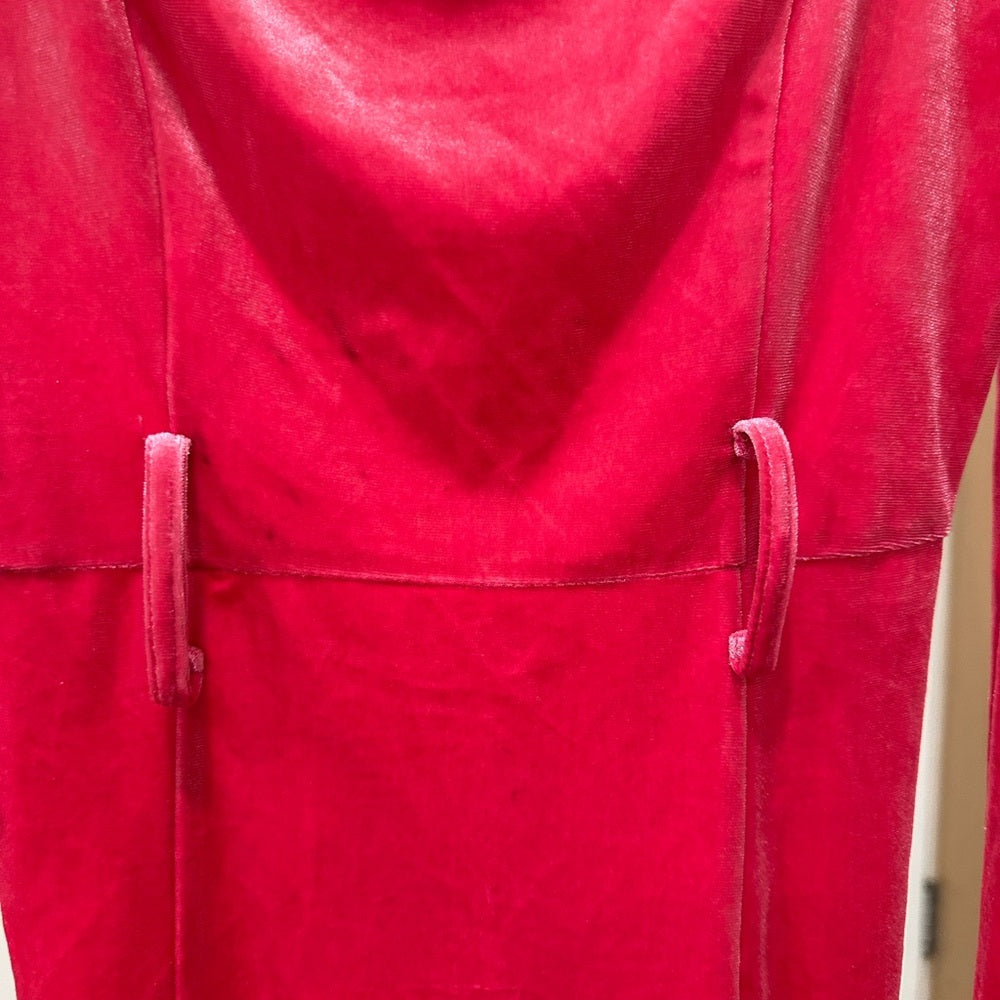 Blu Pepper Long Sleeve Velvet Dress in Deep Pink Size S -no belt