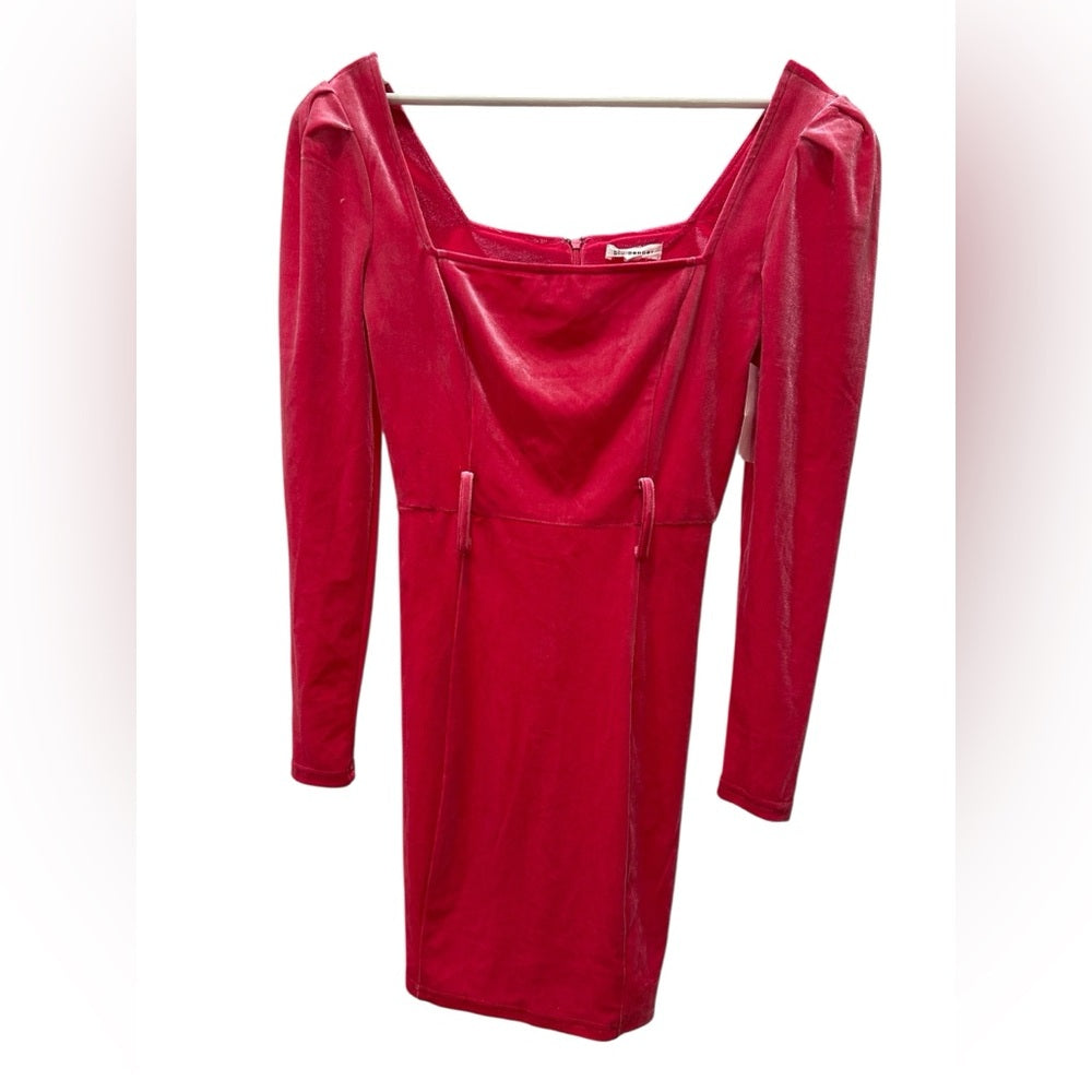 Blu Pepper Long Sleeve Velvet Dress in Deep Pink Size S -no belt