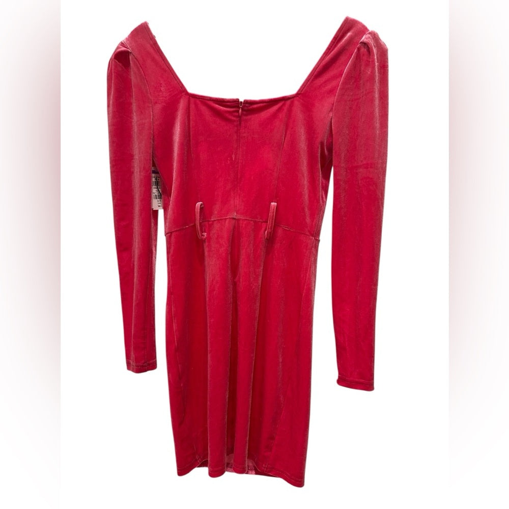 Blu Pepper Long Sleeve Velvet Dress in Deep Pink Size S -no belt