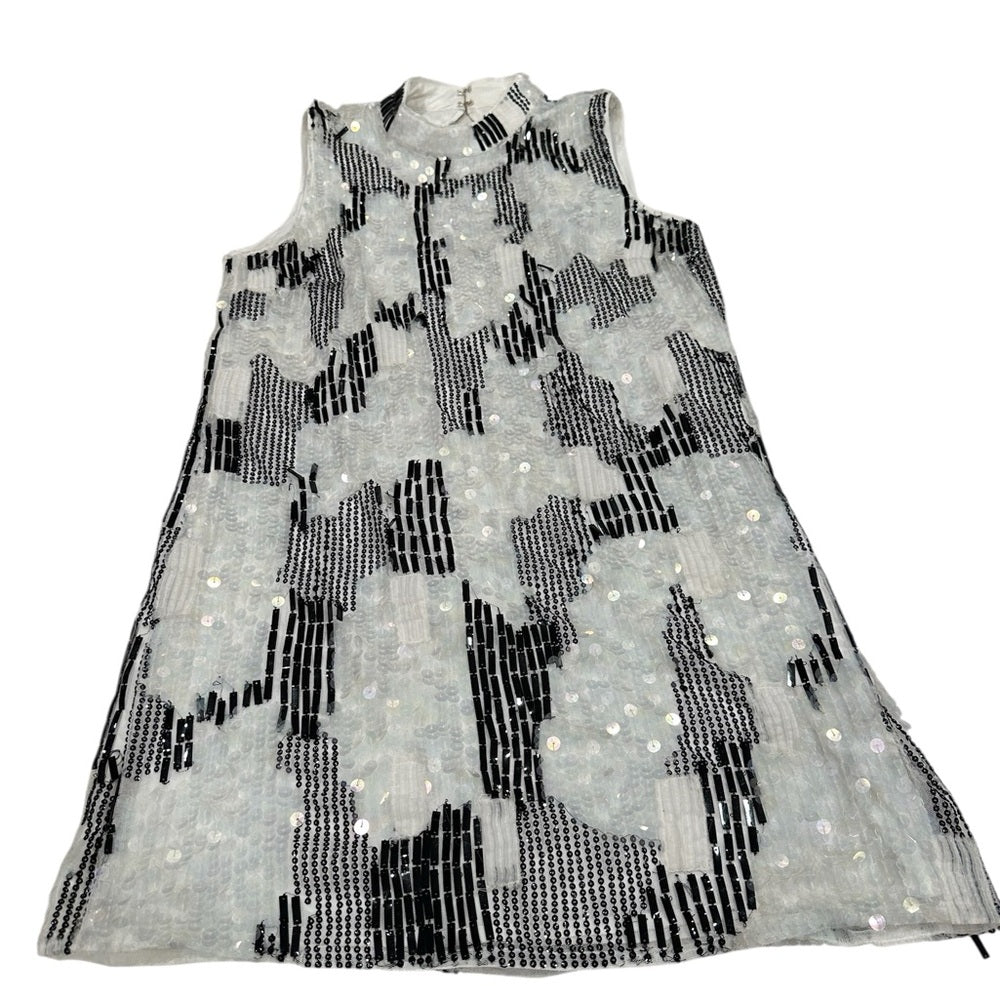 French Connection Women's White Azariah Sleeveless Sequin Dress Size: 8