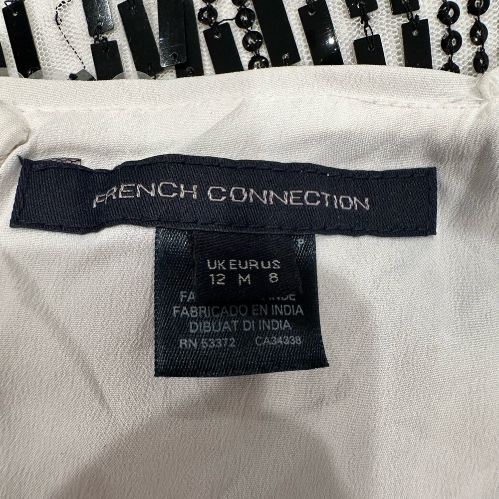French Connection Women's White Azariah Sleeveless Sequin Dress Size: 8
