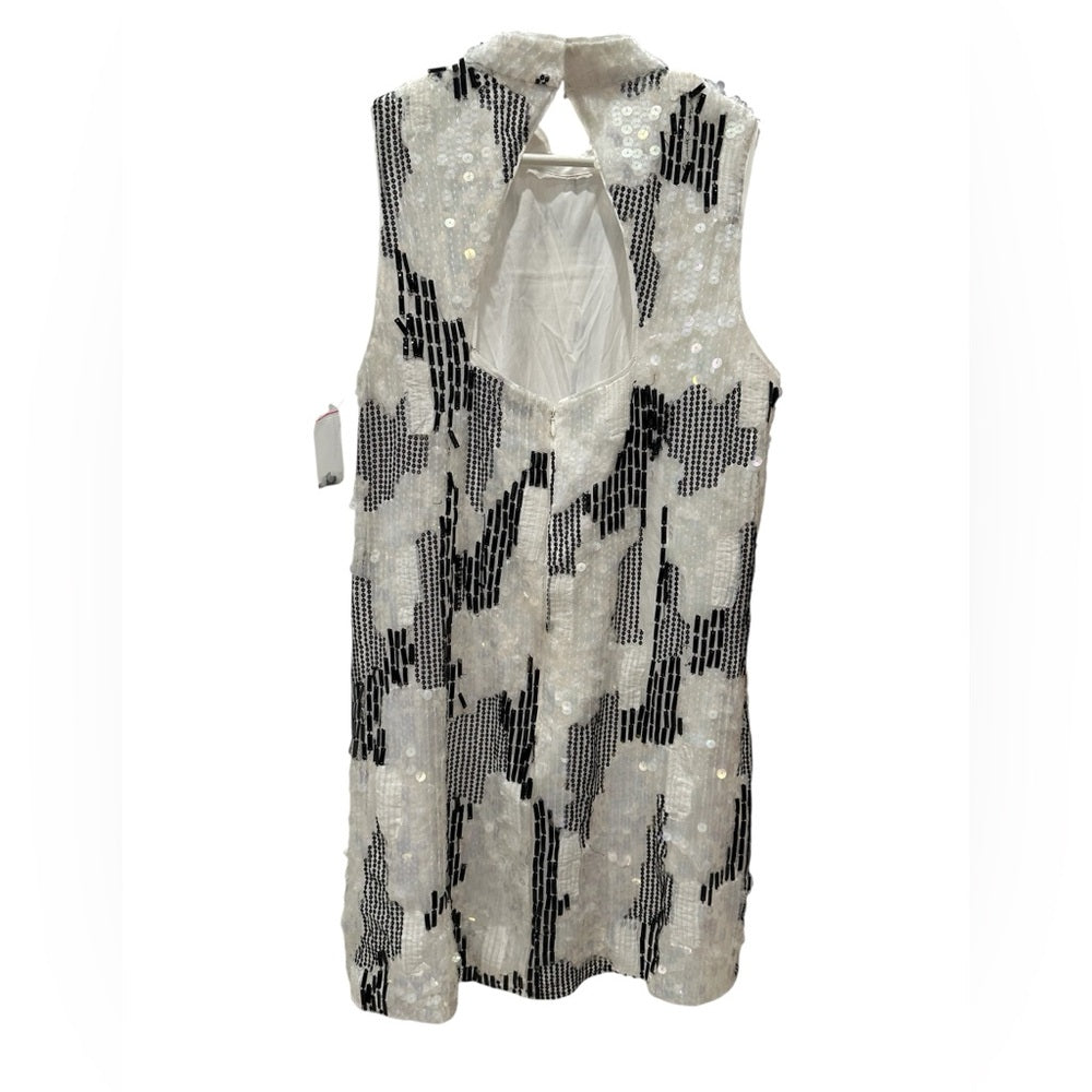 French Connection Women's White Azariah Sleeveless Sequin Dress Size: 8