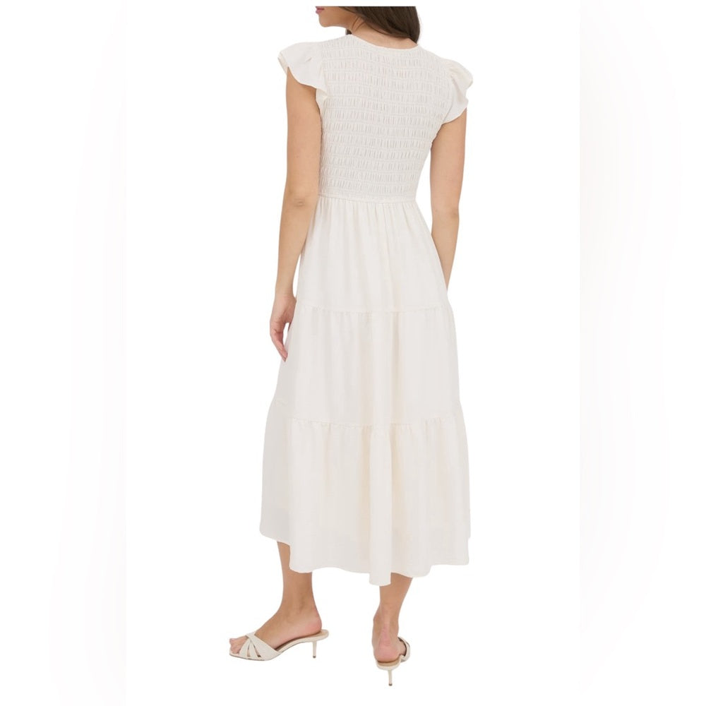 Blu Pepper Flutter Sleeve Midi Dress Size M