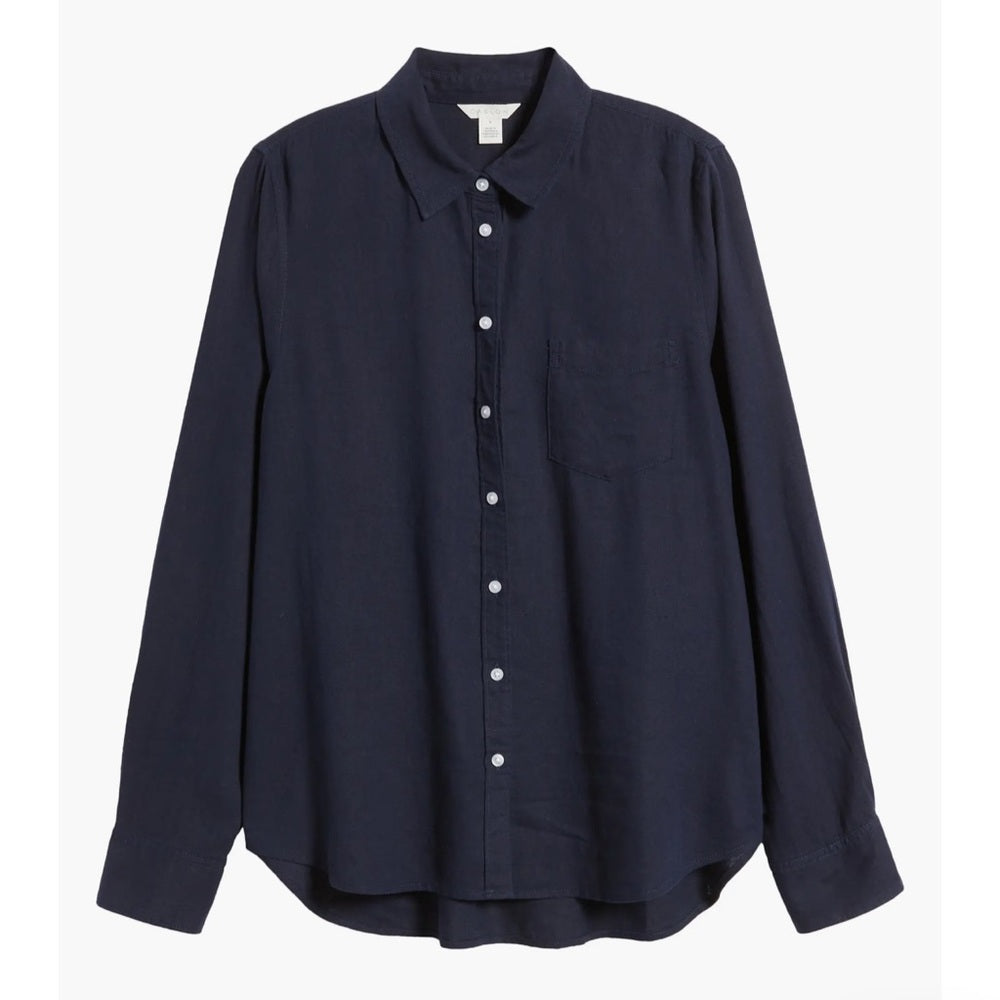 Caslon Linen Blend Button-Up Shirt Size XL