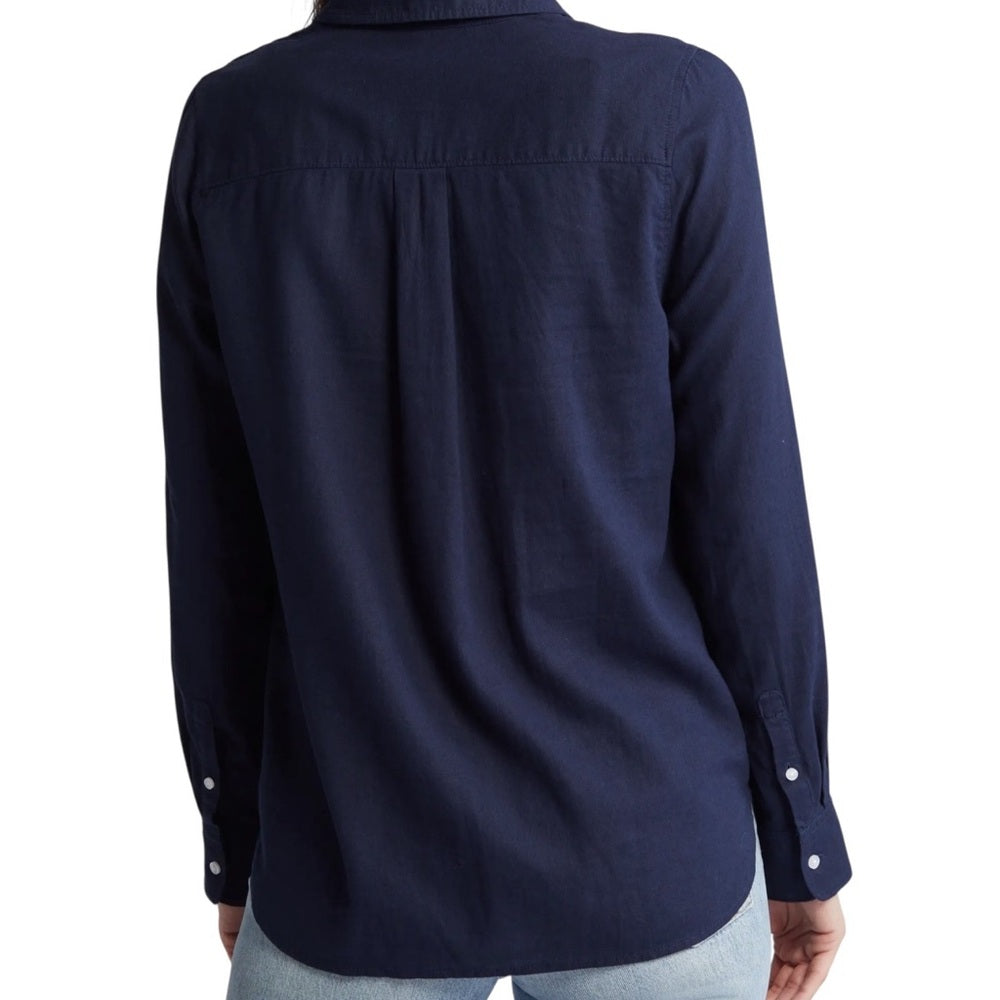 Caslon Linen Blend Button-Up Shirt Size XL