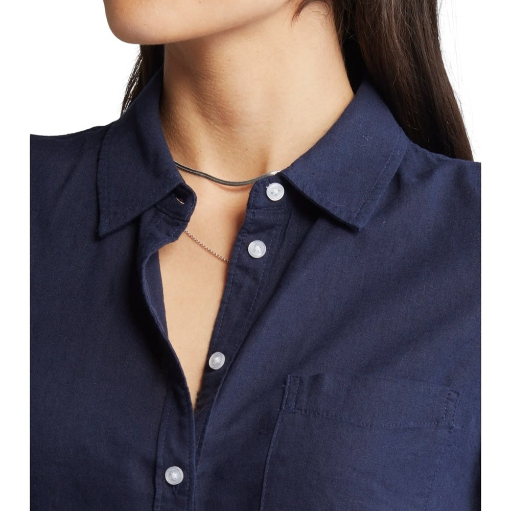 Caslon Linen Blend Button-Up Shirt Size XL