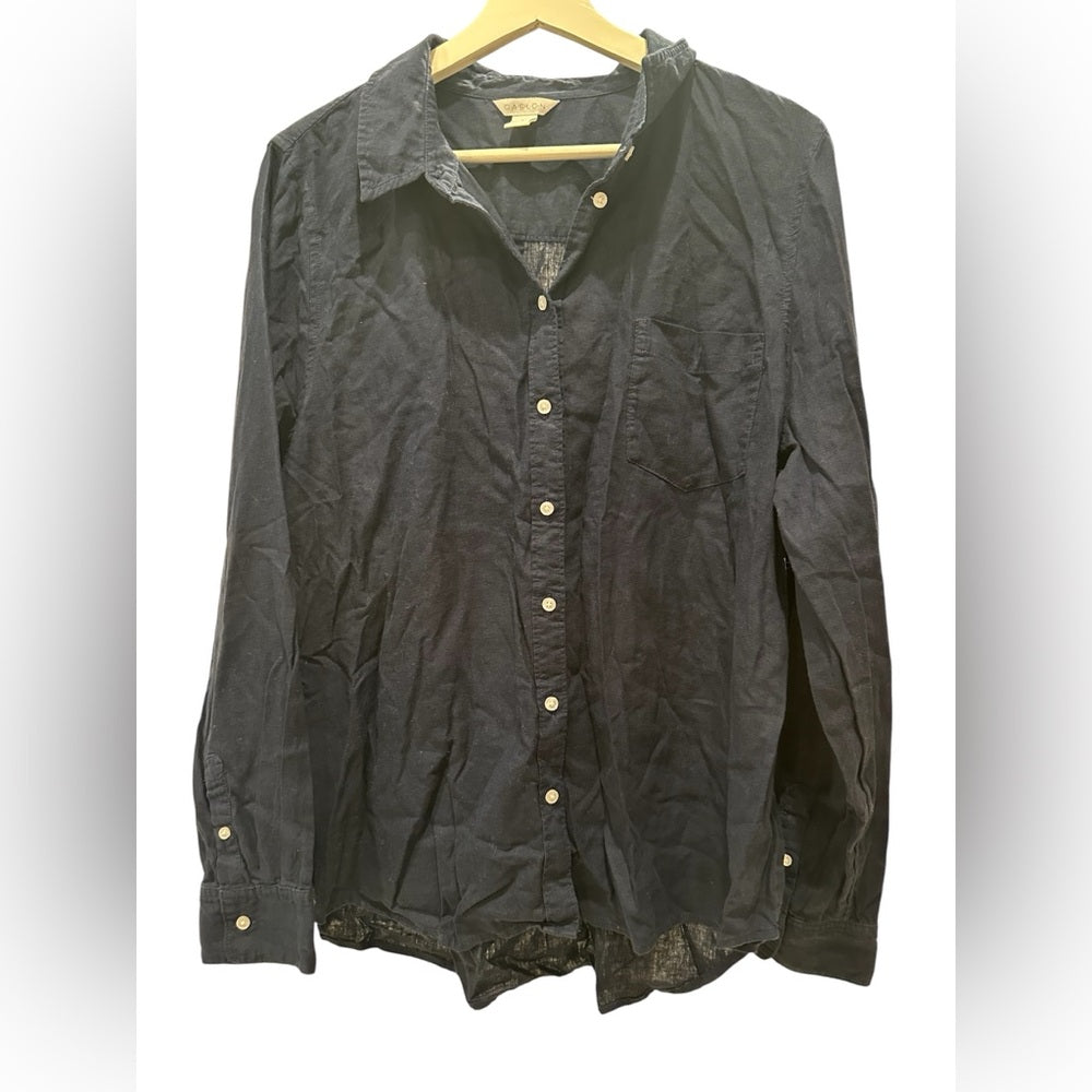 Caslon Linen Blend Button-Up Shirt Size XL